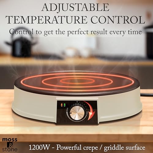Moss & Stone 12” Electric Crepe Maker Machine, Griddle Nonstick Crepe Pan