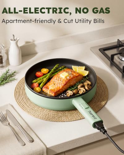 Topwit 11 Inch Electric Frying Pan, Non-Stick Electric Skillet