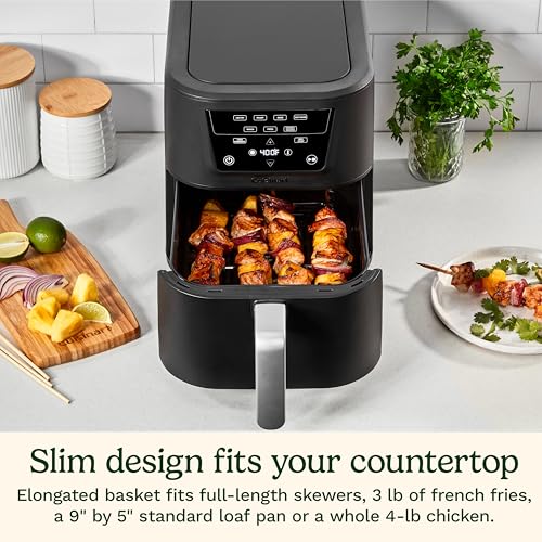 Cuisinart CompactMax 8-Quart Basket Air Fryer for Large Family Meals, Compact Ceramic Countertop Fits a 4.5-lb Chicken, 4-in-1 Air Fry, Roast, Bake & Keep Warm, Easy-Clean Dishwasher-Safe, AIR-210