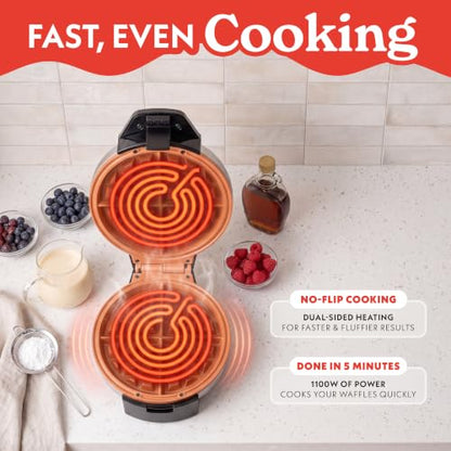 Gourmia Belgian Waffle Maker - Nonstick Cooking Plates, Stainless Steel