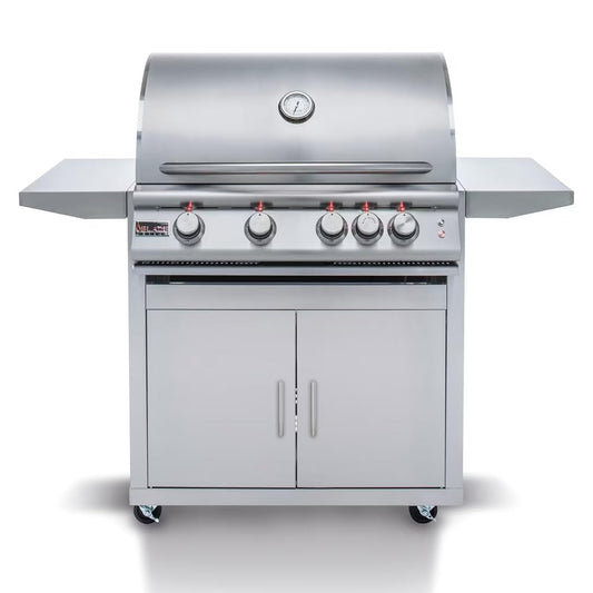 Blaze Outdoor Grill | Freestanding 32-inch Stainless Steel Propane Gas BBQ Grill | 4 Burner | Premium Outdoor Kitchen Grilling | Rear Infrared Burner & Grill Lights