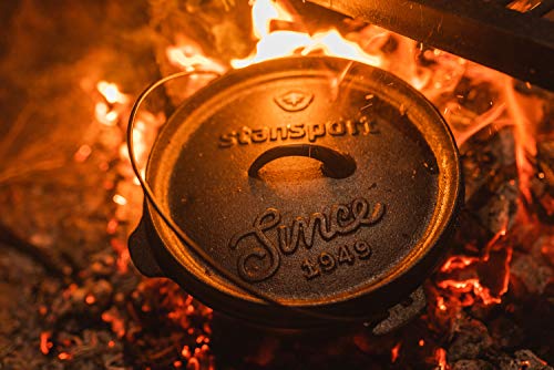 Stansport's Cast Iron Dutch Oven with Lid (16018-20) - 2 Quart Capacity, Durable Cast Iron Construction, Perfect for Outdoor Cooking, Home Kitchen and Camping Trips, Built in Legs