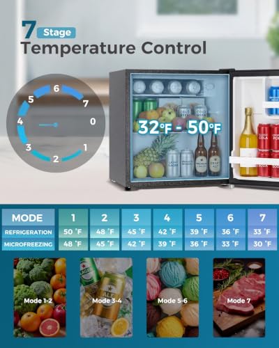 Feelfunn Mini Fridge with Freezer, 1.7 Cu.Ft Small Refrigerator, Silver