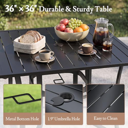 Murago Patio Table and Chairs Set, Outdoor Table and Chairs, Padded Blue