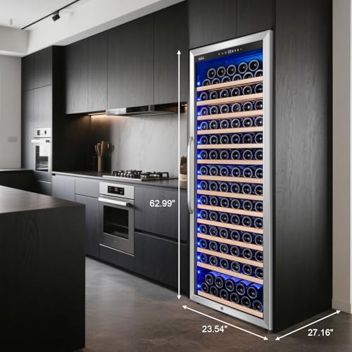 Velivi 24" Single-Zone Wine Cooler 154-Bottles, Low Noise Fast Cooling, Tall Freestanding/Built-in Fridge Large Capacity for Wine Collection