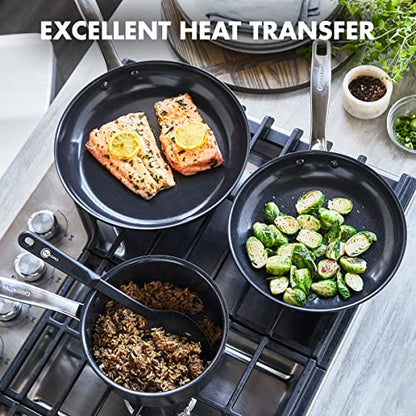 GreenPan Chatham Black Prime Midnight Hard Anodized Healthy Ceramic Nonstick 11 Piece Cookware Pots and Pans Set, PFAS-Free, Dishwasher Safe, Oven Safe, Black