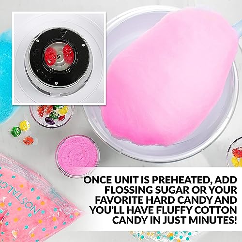 Nostalgia Cotton Candy Machine - Retro Cotton Candy Machine for Kids with 2 Reusable Cones, 1 Sugar Scoop, and 1 Extractor Head – Retro Red