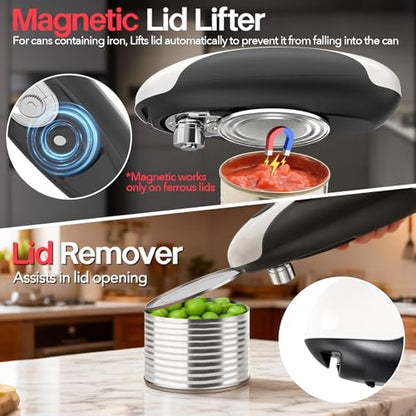 YARRAMATE Electric Can Opener, One Touch Rechargeable Automatic Can Openers for Kitchen Fits All Cans Sizes - Smooth Edge, Hands-Free for Seniors | With Storage Bag, Portable for Travel