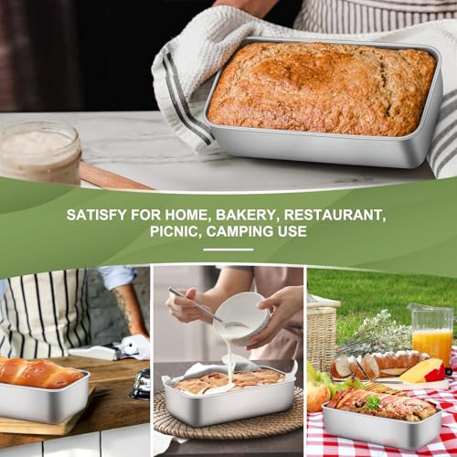 P&P CHEF Loaf Pan Set, 9 x 5 Inch Bread Pans, Stainless Steel Loaf Toast Baking Pans For Bread Meatloaf Lasagna Cake, Healthy & Non Toxic, Oven Safe& Easy Clean, (Silver, 1Pc)