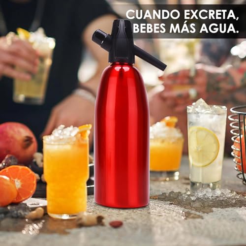 Soda Siphon, 1L Carbonated Water Machine, Soda Maker, Portable Aluminium Sparkling Water Maker for Home Bar Making Cocktails DIY Sparkling Drinks, Use 8 gram CO2 Cartridges (Not Included)