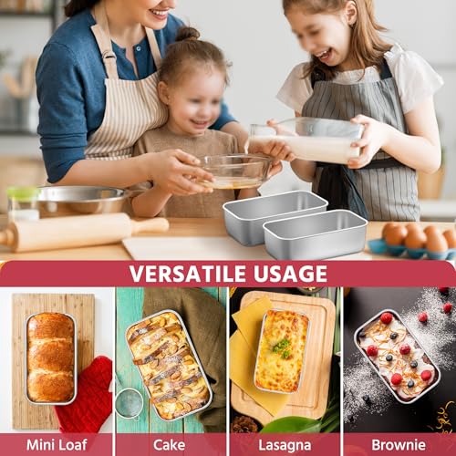 E-far Mini Loaf Pan Set of 6, Small Stainless Steel Bread Baking Pans for Oven, 6.3 x 3.5 Inch Tiny Meatloaf Pans for Homemade Bread Pound Cake Brownies, Non-toxic & Dishwasher Safe