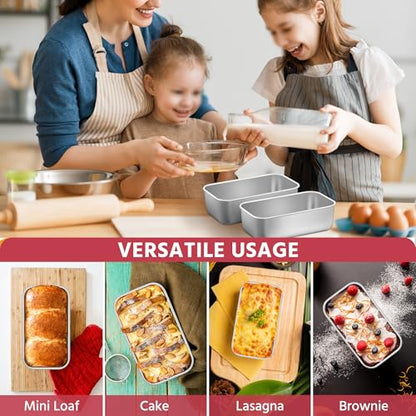 E-far Mini Loaf Pan Set of 6, Small Stainless Steel Bread Baking Pans for Oven, 6.3 x 3.5 Inch Tiny Meatloaf Pans for Homemade Bread Pound Cake Brownies, Non-toxic & Dishwasher Safe