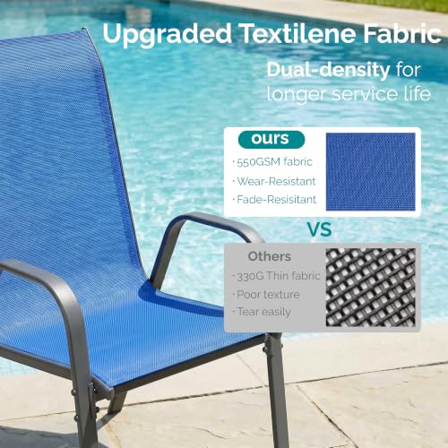 MAMIZO 7 Pieces Patio Dining Set for 6, Glass Table and Textilene Chairs