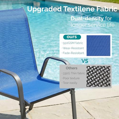 MAMIZO 7 Pieces Patio Dining Set for 6, Glass Table and Textilene Chairs