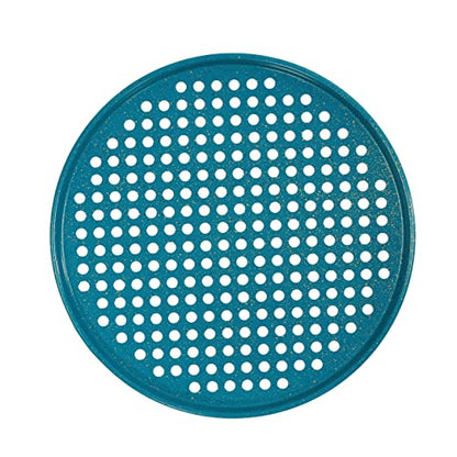 casaWare 2pc 12-inch Ultimate Pizza Pan Set, Nonstick, Ceramic Coated, (1) Solid, (1) Perforated (Blue Granite)