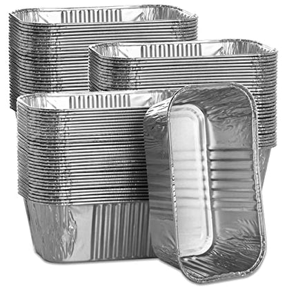 MOACOCK 100 Pack 1Lb Aluminum Mini Loaf Baking Pans, 6” x 3.5” x 2” Heavy Duty Disposable Loaf Pans, Thick Foil Bread Pans for Baking Holiday Treats Food Storage and Takeout