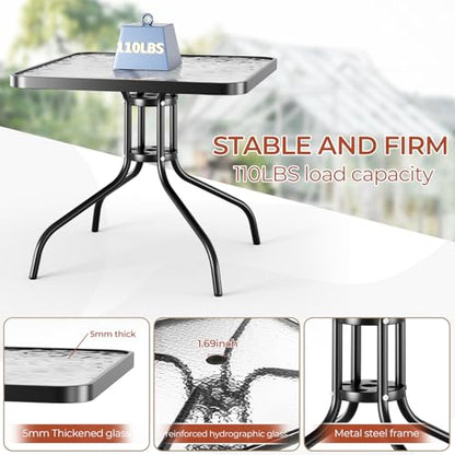 TLSUNNY 5 Pieces Patio Dining Set for 4, Glass Table and Textilene Chair