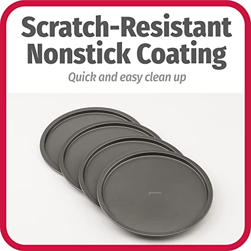 GoodCook Set of 4 Nonstick Steel 10 Inch Personal Pizza Pans Set, Gray