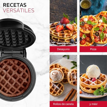 Holstein Housewares Personal Non-Stick Waffle Maker, Black - 4-inch Waffles in Minutes