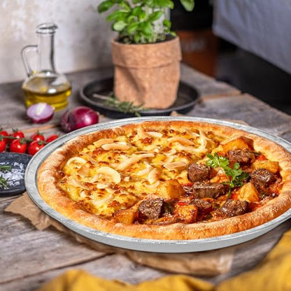 10 Pcs Disposable Pizza Pans - 12 Inch Round Pizza Pan - Aluminum Foil Bakeware Trays, Oven Safe Bulk Set for Kitchen, Restaurant & Home Holiday Activities Accessories