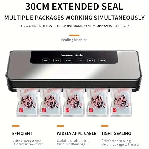 Food Storage Vacuum Sealer Machine, 30 Vacuum Seal Bags for Food, 75KPA Strong Suction, Dry/Wet 5 Modes, Digital Countdown Timer, Compact Lightweight, Ideal for Home Kitchen Use