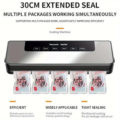 Food Storage Vacuum Sealer Machine, 30 Vacuum Seal Bags for Food, 75KPA Strong Suction, Dry/Wet 5 Modes, Digital Countdown Timer, Compact Lightweight, Ideal for Home Kitchen Use