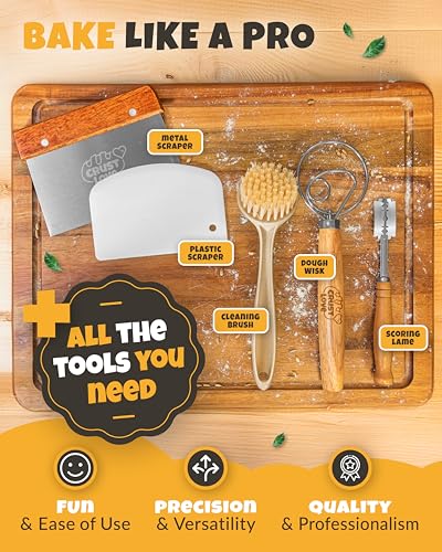CRUSTLOVE Loaf Pan for Bread Baking - incl. Sourdough Bread-Baking Supplies like Banneton Bread-Proofing Basket - 2QT Enameled Oval Cast Iron Dutch Oven, Bread-Oven, Sour Dough Bread-Banking-Pan Tools