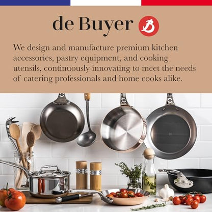de Buyer Blue Carbon Steel Crepe & Tortilla Pan - 7” Diameter, 5.25” Cooking Surface - Ideal for Making & Reheating Crepes, Tortillas & Pancakes - Naturally Non-Stick Finish - Made in France