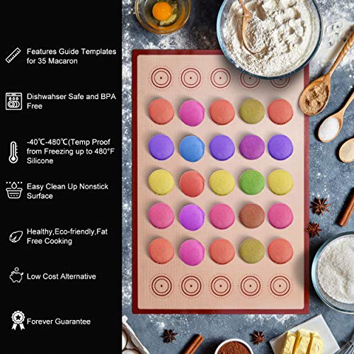 Macaron silicone baking mats - Macaroon Baking suppliers 1 Quarter Sheet + 2 Half Sheet Macaron Baking Mat,Macaron Baking Sheet,2 Piping Pastry Bag with Bag Tie,6 Piping Tips