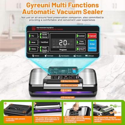 Vacuum Sealer Machine for Food with App,Double Heat Seal,Bag Storage