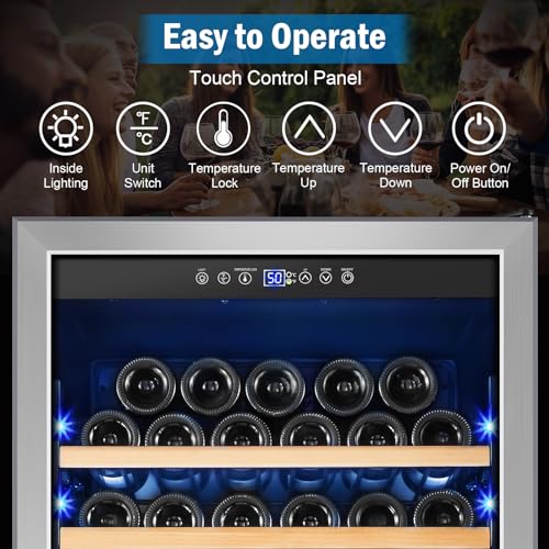 FoMup Wine Fridge 24 Inch, 190 Bottles Freestanding or Built-in Wine Cooler Refrigerator with Sliding Rail Shelves, Professional Wine Cellar Low Noise with Upgraded Reversible Door