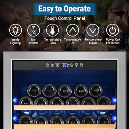FoMup Wine Fridge 24 Inch, 190 Bottles Freestanding or Built-in Wine Cooler Refrigerator with Sliding Rail Shelves, Professional Wine Cellar Low Noise with Upgraded Reversible Door