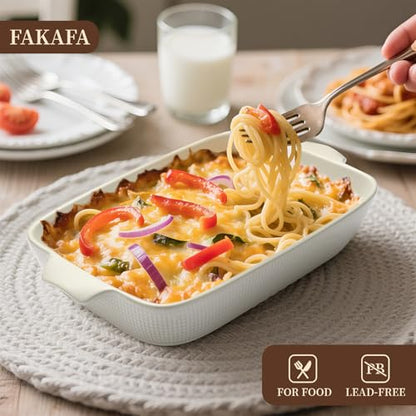 Fakafa Ceramic Casserole Dishes Set of 3, Stoneware Baking Pans for Oven, Rectangular Lasagna Dish & Bakeware Set, Pink (14.7’’/12.4’’/10.3’’)