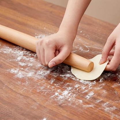 French Rolling Pin for Dough - Fulimax 16" Classic Wood Rolling Pins for Baking, Dough Roller for Fondant Pizza Pie Crust Cookie Pastry Pasta, Kitchen Baking Supplies, Beech Wood