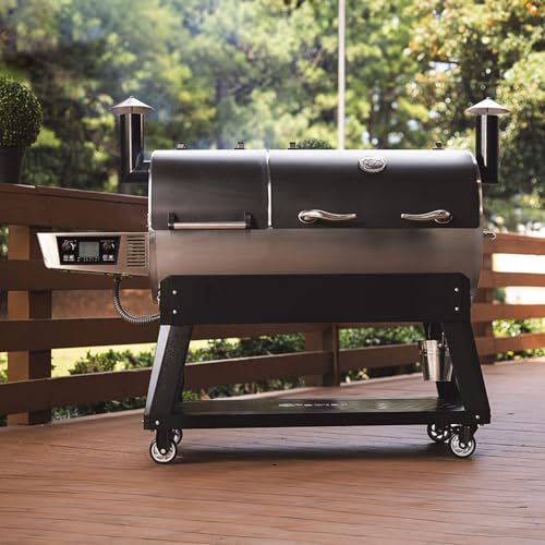 recteq DualFire 1200 Wood Pellet Smoker Grill, Wi-Fi Electric Pellet Grills, Dual Chambers for Hot and Fast + Low and Slow Cooking | DualFire 1200 + Grill Cover Bundle