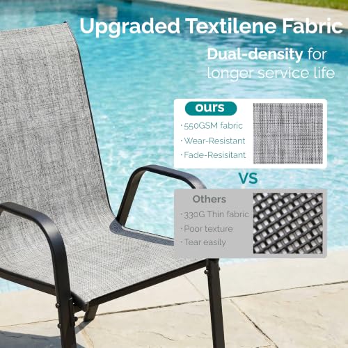 MAMIZO 7 Pieces Patio Dining Set for 6, Glass Table and Textilene Chairs