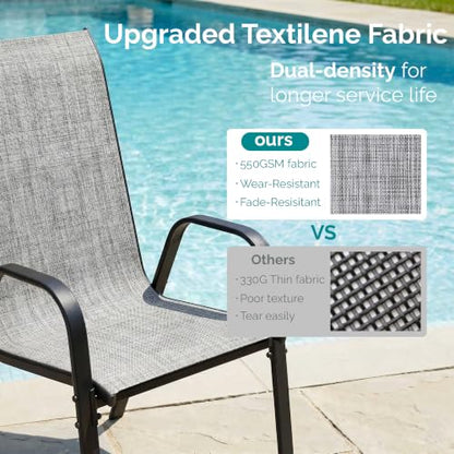MAMIZO 7 Pieces Patio Dining Set for 6, Glass Table and Textilene Chairs
