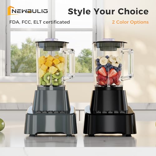 NEWBULIG 6.8 Cup Professional Blender for Smoothies, Full-Size Kitchen Blender with 850 Peak Watts & 54oz Large Glass Pitcher, 4 Speeds with Pulse for Ice Crushing Frozen Fruits, Dishwasher Safe