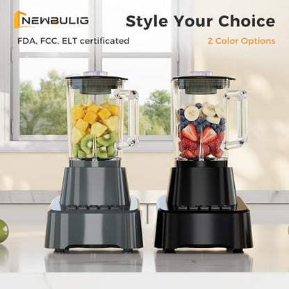 NEWBULIG 6.8 Cup Professional Blender for Smoothies, Full-Size Kitchen Blender with 850 Peak Watts & 54oz Large Glass Pitcher, 4 Speeds with Pulse for Ice Crushing Frozen Fruits, Dishwasher Safe