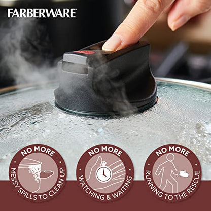 Farberware Smart Control Nonstick Cookware Pots and Pans Set, 14 Piece, Black
