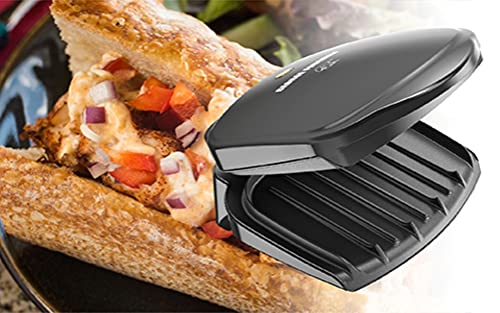 George Foreman GR10B 2-Serving Mini Grill & Panini Press, Compact 7.3” x 5.6” Cooking Surface,1–2 Servings, Dorms & Small Kitchens