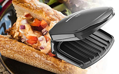 George Foreman GR10B 2-Serving Mini Grill & Panini Press, Compact 7.3” x 5.6” Cooking Surface,1–2 Servings, Dorms & Small Kitchens