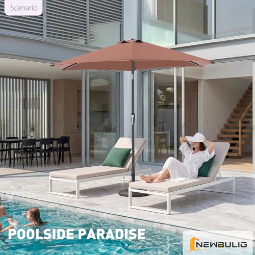 NEWBULIG 7.5FT Patio Umbrella, Outdoor Table Umbrellas with Push Button Tilt and Crank, 6 Sturdy Ribs, Waterproof, UV Protection and Fade Resistant, for Pool, Garden, Market, Backyard