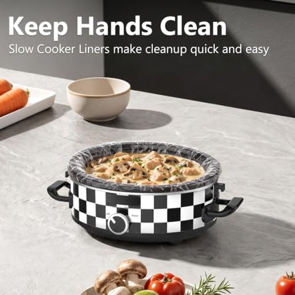 2.5QT Oval Small Slow Cooker, Glass Lid with Lid Clip, Adjustable Temp