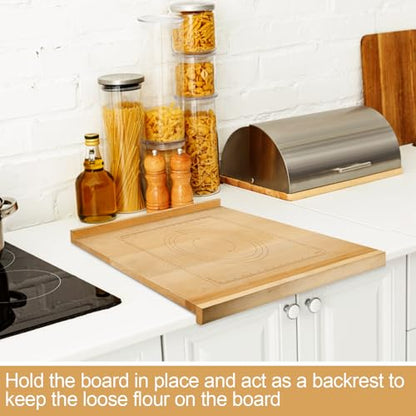 SoeKoa Reversible Wood Pastry Board, 20"X24" Kneading Board, Pastry Board With Edge Blocking, Pasta Board Wood with Engraved Ruler for Counter Top Kitchen