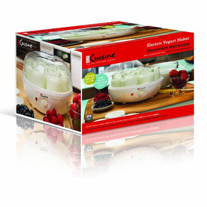Euro Cuisine YM80 Electric Yogurt Maker Machine- Promote Gut Health with Probiotic Rich Homemade Yogurt -Home Yogurt Incubator with Glass Jars, White