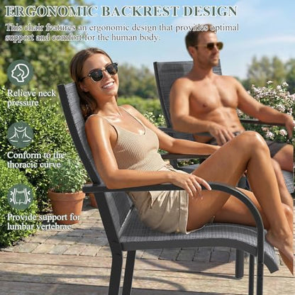 DSNAPE 7 Pieces Patio Table and Chairs Set, 63" Metal Dining Table with Umbrella Hole & 6 Textilene Fixed Chairs, Dining Table Set for 6, Outdoor Furniture for Porch Deck Backyard Balcony, Grey