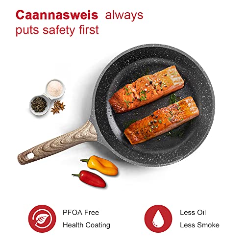 Caannasweis Nonstick Granite Frying Pan Skillet, Non Stick Omelette Fry Pans, Omelet Egg Pan, Stone Cookware Chef's Pan, Induction Compatible, PFOA Free (Gray, 12 Inch)