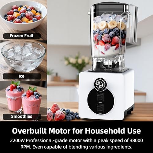 AIZIYO Professional Blender for Smoothies, 2200W Peak Watts,60 oz BPA-Free Pitcher, Blenders for Kitchen, Dishwasher Safe, Programs for Frozen Drinks & Nutrient Milk Shakes & Nut Milk