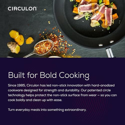 Circulon Symmetry Hard Anodized Nonstick Induction Frying Pan Twin Pack, 10-Inch and 12-Inch, Pan Sets for Cooking Nonstick, Black